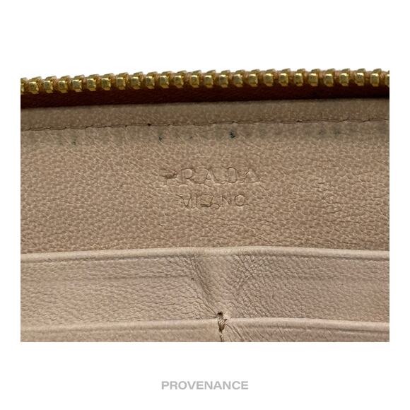 🔴 Prada Zip Long Wallet - Blush Nappa Gaufre Leather - Picture 11 of 11